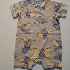 3/$20 Disney Dumbo Cotton Baby 6-12 Month Cuddly Sleeveless Romper Elephant